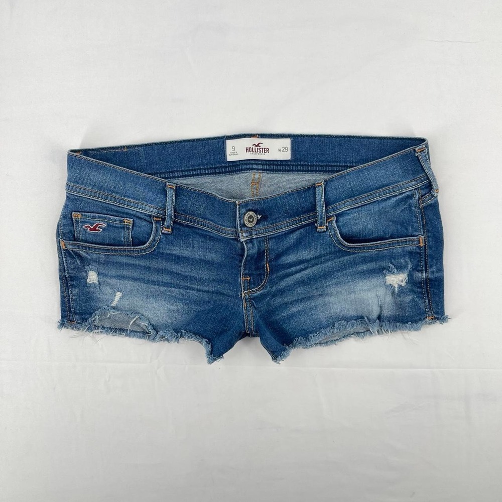 Y2K Hollister Women's Low Rise Micro Jean Shorts 9 29 Distressed Preppy 2010s